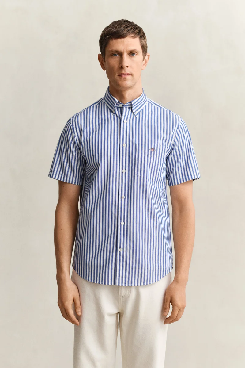غانت Regular Classic Poplin Stripe Short SleeveShirt